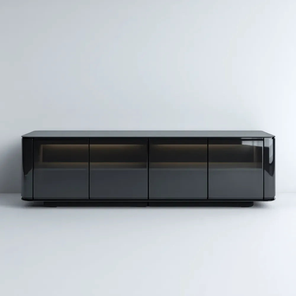 TV Stand Glass 180x45x50 cm - Black - Modern Design