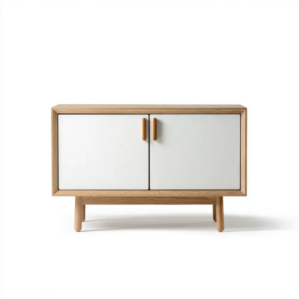 TV Stand Wooden 120x40x50 cm ¨C White/Oak ¨C Modern Style