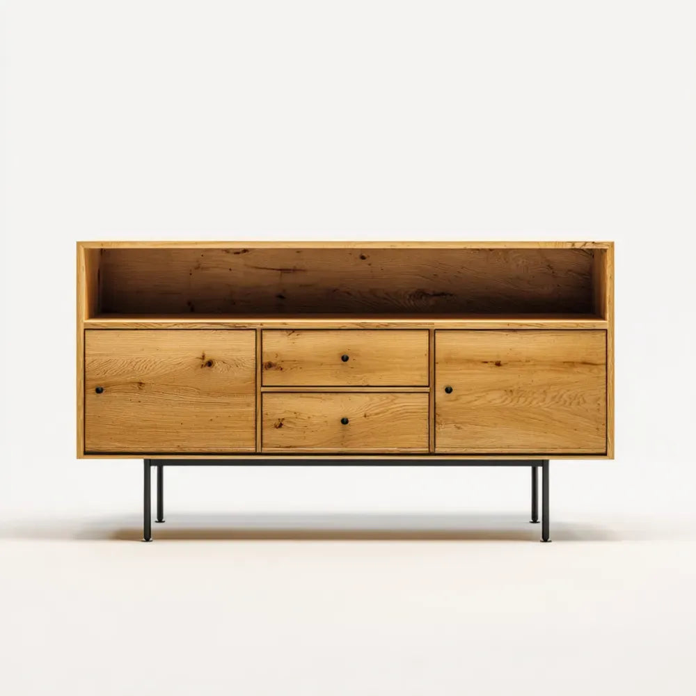 TV Stand Solid Wood 120x40x70 cm ¨C Natural Finish ¨C Contemporary Design