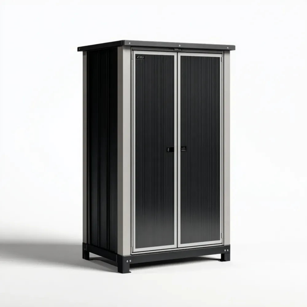 Outdoor Storage Cabinet Steel - 180x90x54 cm - Black/Grey - Weather Resistant